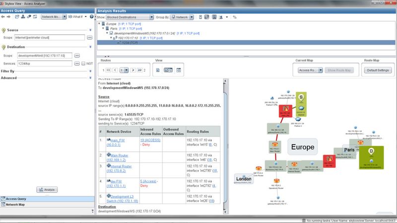 Komplette Netzwerk- und Pfadanalyse in Network Assurance 6.5 (Bild: Skybox Security)