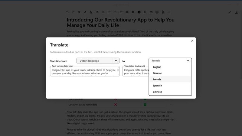 Der Assistent übersetzt per Mausklick. (Bild: Nextcloud)