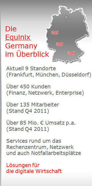 Abboildung 2: In Deutschland ist Equinix mit drei Standorten vertreten.  (Bild: Equinix)