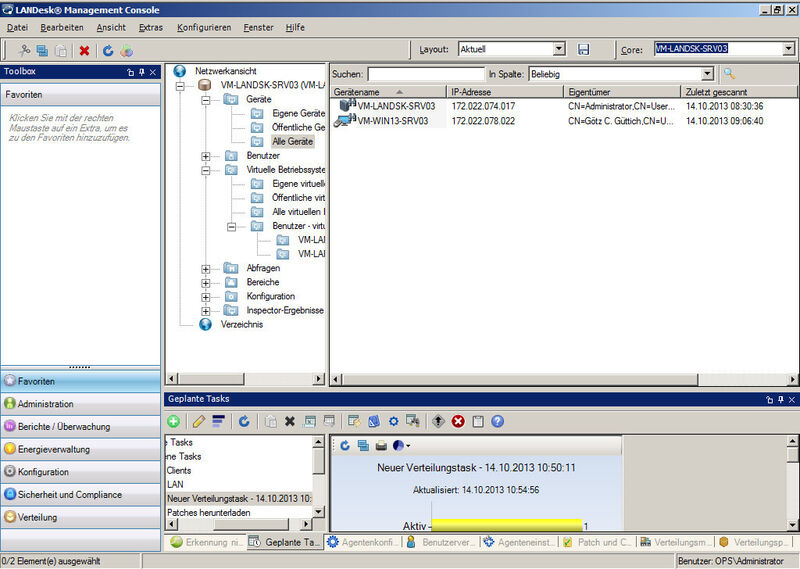 Abbildung 2: Die Management Suite während des Einspielens von Software auf einem Client (Bild: IAIT/Güttich)