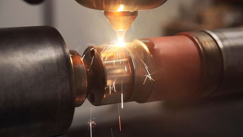 Laserauftragschweißen an einer Eisenbahnachse: Etxetar setzt LMD bei hochwertigen Bauteilen ein, bei denen ein präziser, lokaler Materialauftrag Reparaturen, Verstärkungen und eine verlängerte Lebensdauer ermöglicht.(Bild:  Etxetar)