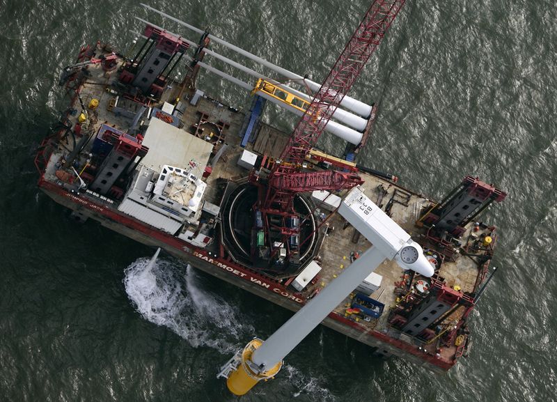 Arbeiten am Offshore-Windpark Burbo vor der Küste Liverpools. (Bild: Siemens)