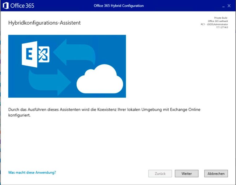 Der Hybridkonfigurations-Assistent richtet die Koexistenz der lokalen Umgebung mit Exchange Online ein. (Bild: Joos - Microsoft)