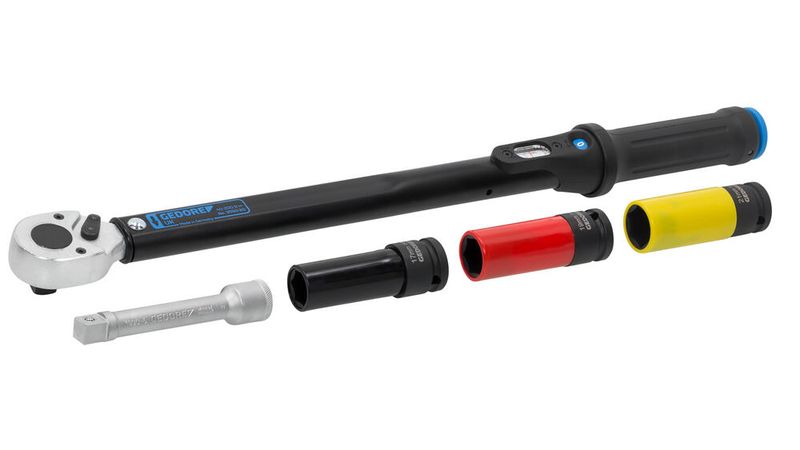 Den „Torcoflex“ gibt es aktuell im Set mit einer Verlängerung und drei Nüssen (17, 19 und 21 mm) zum Aktionspreis von rund 180 Euro (brutto). (Bild: Gedore)