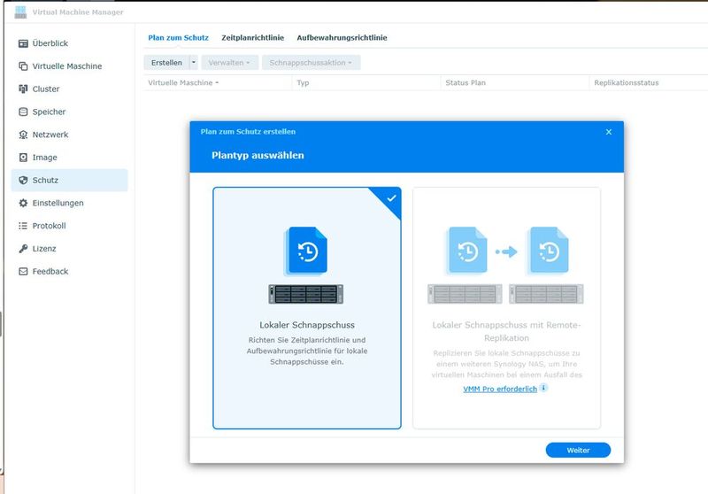 Erstellen eines Schutzplans für VMs auf einem Synology-NAS. (Bild: Joos)