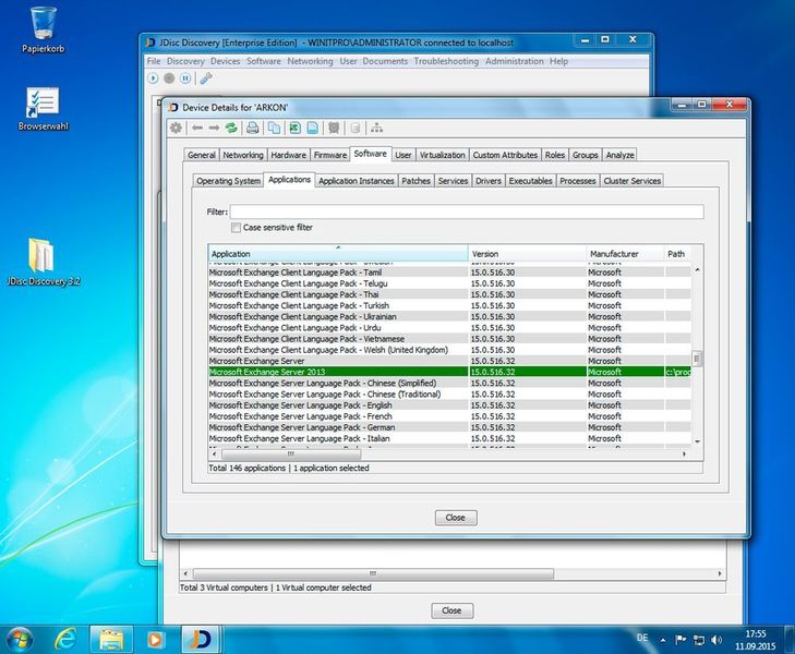 Abbildung 4: Die Auswertung von JDisc Discovery ist eher tabellarischer Natur, als ein druckbares Dokument. Die Daten kann der Administrator jedoch problemlos mit einer anderen Software auswerten. Der Datenbankzugriff ist offen. (Schlede/Bär)