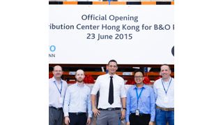 V. l. n. r.: Tomas Schiønning, Director Global Sales Operation, B&OPlay; Andreas Podwojewski, Global Accounts Director, Arvato Hightech & Entertainment;Mitch Bittermann, General Manager Hong Kong, Arvato Asia; Alfred Lee, ProjectManager, Arvato Asia; Jens Härmand, Director Global Logistics & Distribution, B&O Play. (Bild: Arvato)