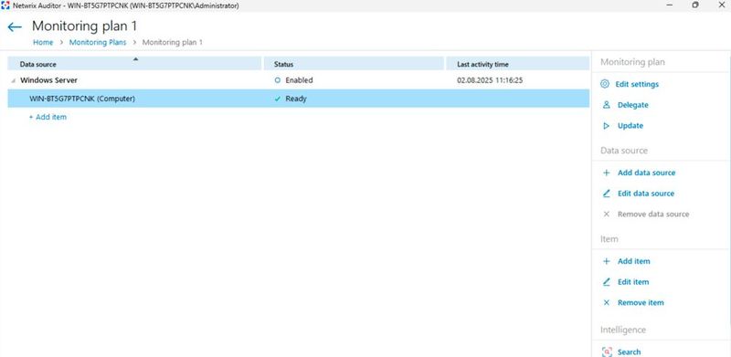 Erfolgreich angebundener Server an Netwrix Auditor. (Bild: Joos - Netwrix)
