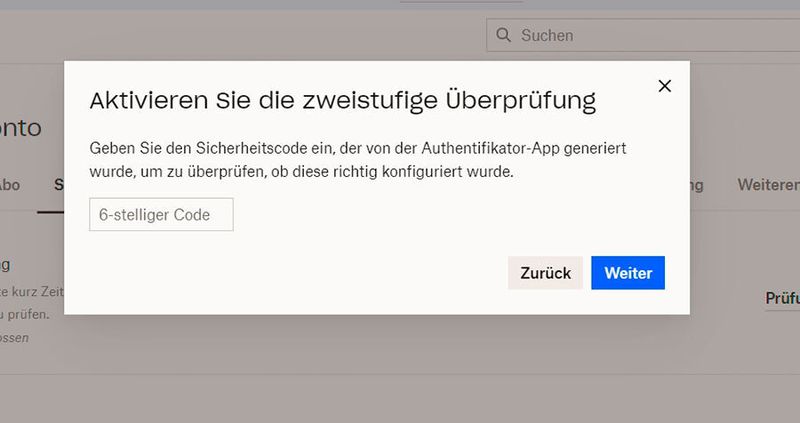 Eingeben des Codes der Authentifizierungs-App für die zweite Anmeldung. (Joos)