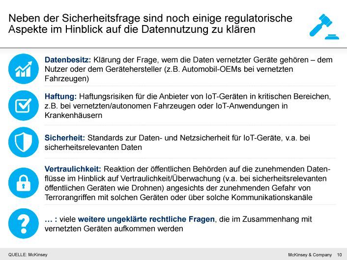 Es bleiben offene Fragen in verschiedenen Bereichen (Bild: McKinsey)