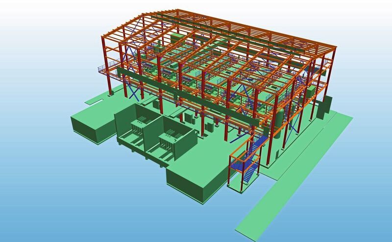 3D-Grafik der neuen Chlor-Alkali-Elektrolyse-Anlage, die CAC für Kem One planen und errichten wird. (©CAC)