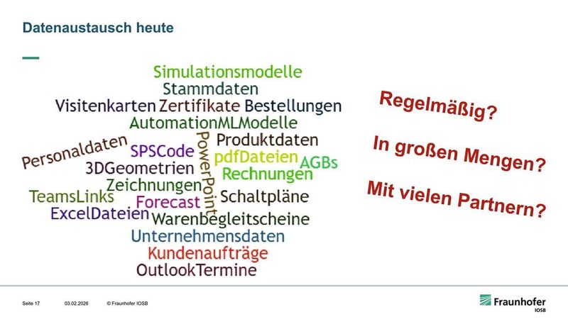 Status Quo im Datenaustausch: Die Realität in vielen Betrieben ist noch weit von Industrie 4.0 entfernt. Statt automatisierter Schnittstellen dominieren Medienbrüche durch Excel-Listen, PDF-Zertifikate und manuelle Eingaben den Alltag. (Bild: Olaf Sauer/Fraunhofer IOSB)