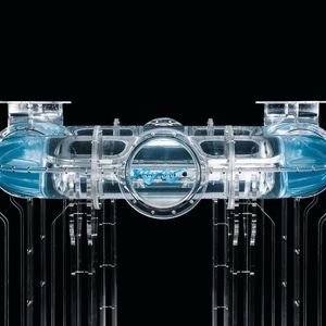 Mithilfe künstlicher Intelligenz manövriert sich der Unterwasserroboter  selbstständig durch ein Rohrsystem aus Acrylglas.