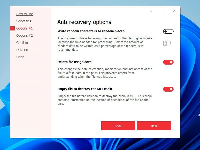 Konfigurieren der „Anti-recovery options“ von Secure File Deleter. (Bild: Joos (Screenshot))