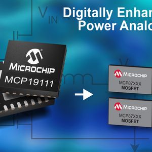 Bild 1: Digital erweiterter Analogcontroller MCP19111 und MOSFET-Familie MCP87XXX