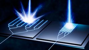 Ein optisches Phased-Array (OPA) wirkt einem starken optischen Übersprechen entgegen. Zu diesem Zweck ist die Antennengeometrie asymmetrisch angeordnet. (Bild: Amy Pan / MIT )