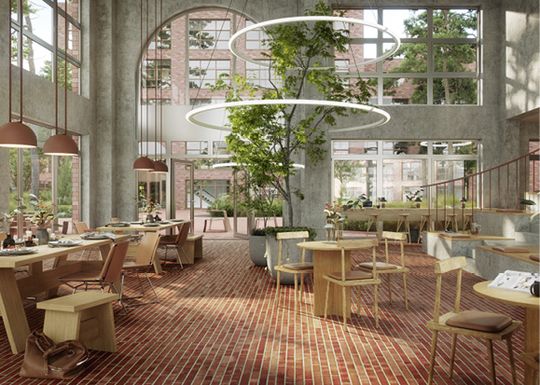 (Visualisierung TESTA: Bereich Gastronomie, Restaurant, Café. Bild: Alfons & alfreda AG)