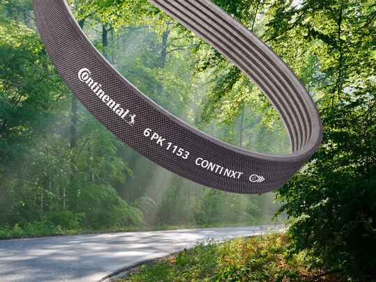 CONTI NXT V-ribbed belt with almost two thirds sustainable materials. (Image: Continental Group)