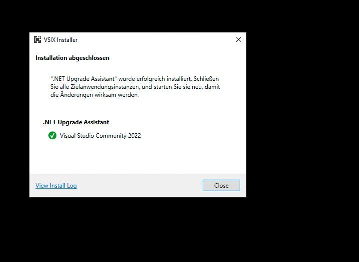 Installieren von .NET Upgrade Assistant in Visual Studio 2022.