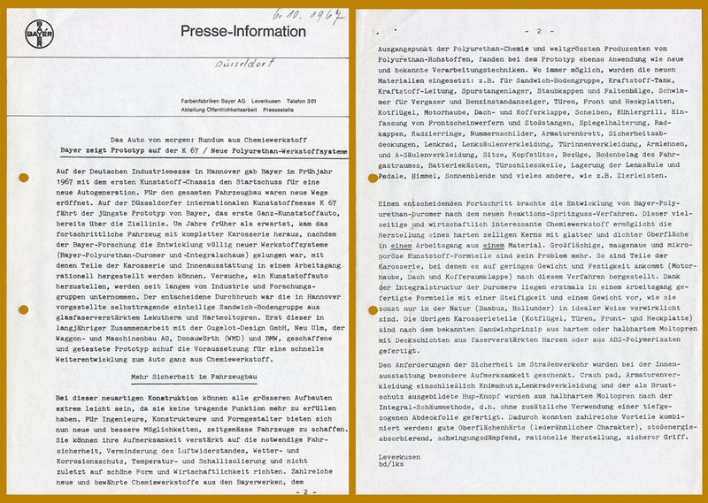 Konzeptumsetzung des ersten Voll-Kunststoff-Autos vor 40 Jahren. (Archiv: Vogel Business Media)