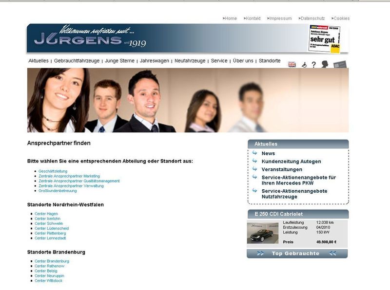 Auf der Homepage vom Autohaus Jürgens steht der Mensch im Fokus: Jeder Ansprechpartner ist mit einem Foto vertreten. (Archiv: Vogel Business Media)