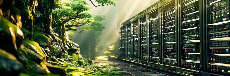 Schneider Electric bietet mit seiner jüngsten Version von „Ecostruxure“ eine modellbasierte Einschätzung der Nachhaltigkeit eingesetzer IT und Datacenter-Gewerke an. Rund 80 Prozent der EED-Kriterien lassen sich damit abdecken. (Bild:  Limitless Visions - stock.adobe.com/ KI-generiert)