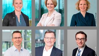 Die neue Verstärkung für den Forschungsbeirat Industrie 4.0. Von links oben nach rechts unten: Julia C. Arlinghaus, Nicole Dreyer-Langlet, Katharina Hölzle, Daniel Hug, Dieter Meuser und Björn Sautter. (Bild: Forschungsbeirat Industrie 4.0)