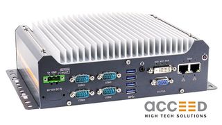 Beim Industrie-PC Nuvo-7501 befinden sich alle Anschlüsse an der Frontseite. (Acceed)