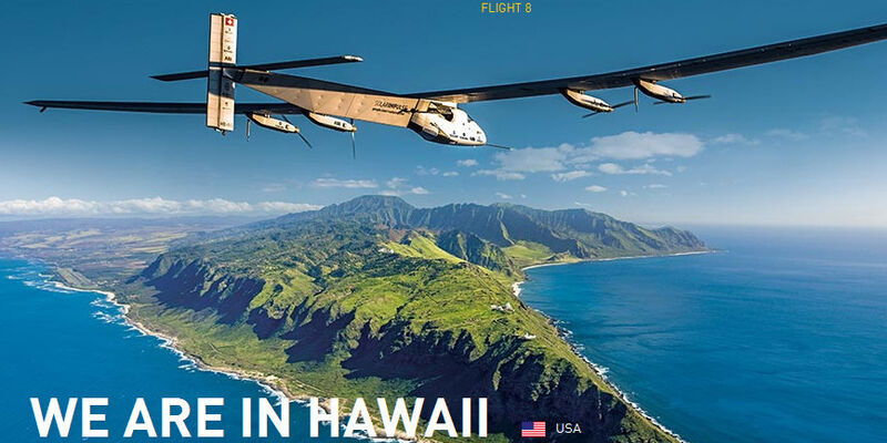 Solar Impulse 2, Ankunft in Hawaii (USA): 7200 km bedeudeten einen Weltrekord im Nonstop-Flug (Solar Impulse)