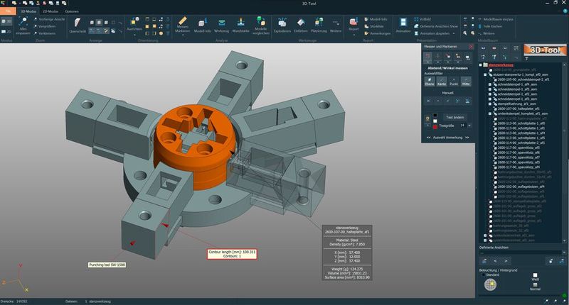 Der CAD-Viewer 3D-Tool ist unter anderem ein benutzerfreundliches Werkzeug zum Betrachten, Analysieren und Konvertieren von 3D-Modellen. Das Tool ist jetzt in neuer Version erhältlich. (Bild: 3D-Tool GmbH & Co. KG)
