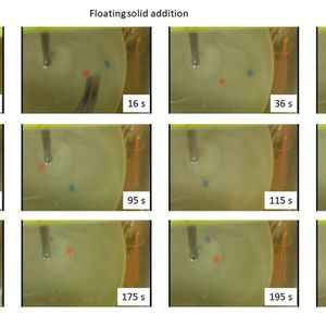 Figure 3: Behavior of floating solids over 215 sec.(Source:  Syngenta)