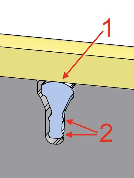 T-Ring mit radialen (1) und axialen (2) Dichtbereichen  (Bild: Simrit)