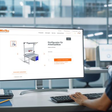 MiniTec hat seinen Online-Konfigurator für Arbeitsplatzsysteme um neue Funktionen erweitert. (Bild: MiniTec)