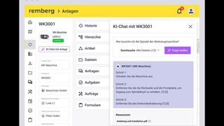 Das Start-up Remberg will Maschinenstillstände deutlich reduzieren. Das klappe mit dem neuen KI-Copilot (hier ein Blick auf die Eingabe), der bei der Behebung von Problemen helfe, ohne dass man lange in Anlagenbeschreibungen herumblättern müsse. (Bild: Remberg)