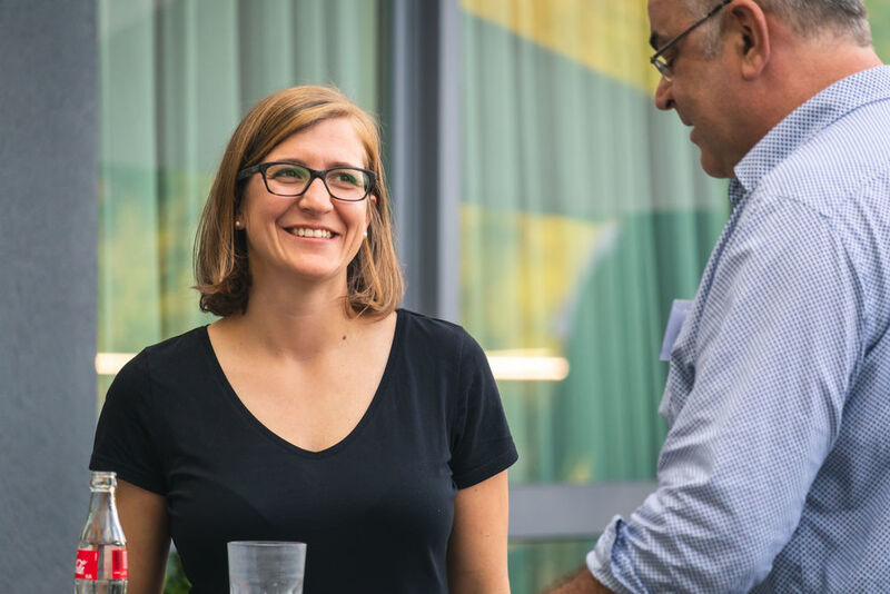 Natalie-Anne Rüeck (SolarWinds MSP) mit Stephan Schlange (EXO3) (acmeo)