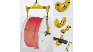 Sicherheitsbügel der Lasttraverse umschließen den aufgenommenen Wellenzapfen an beiden Haken und sichern dadurch zusätzlich die Last. (Bild: Tiger Hebezeuge)