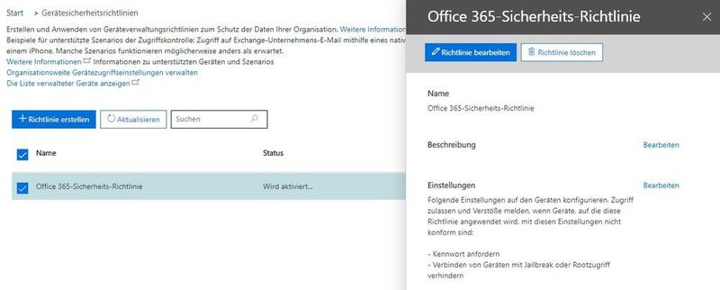 Richtlinien lassen sich jederzeit bearbeiten und die Einstellungen ändern. (Joos / Microsoft)