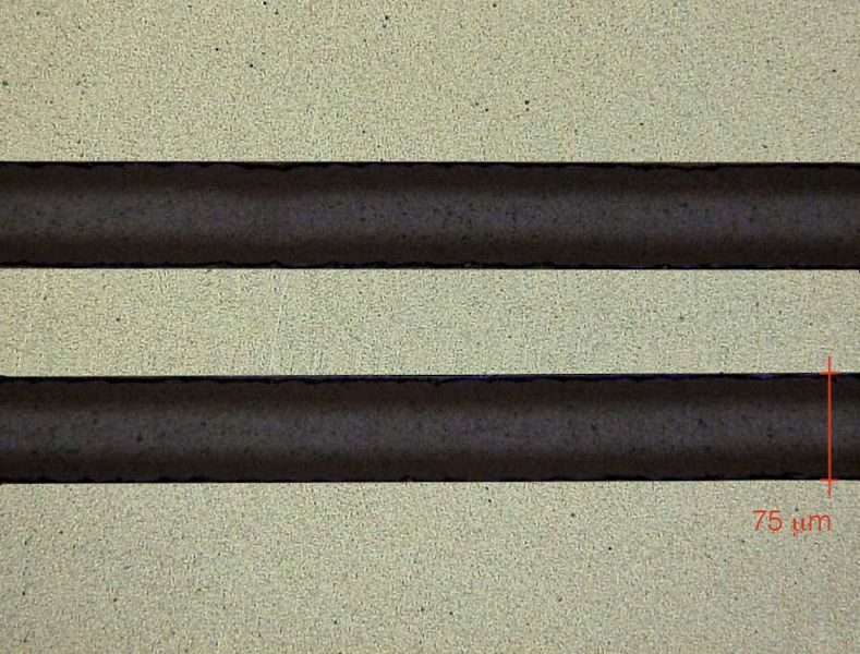 Bei gleicher Bearbeitungsgeschwindigkeit entstandenes Bild mit Powerline Pico bei 97 % Überlapp und 600 kHz. (Bild: Rofin)