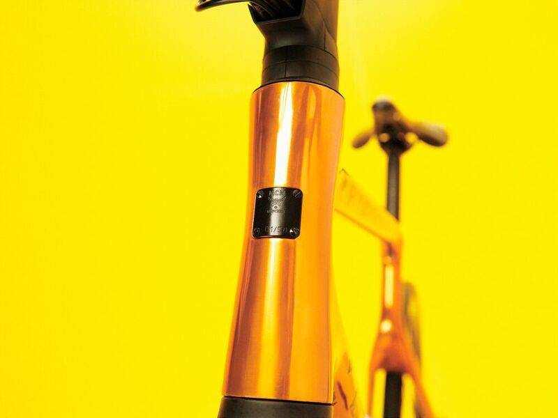 Das MCM-Logo durchzieht das E-Bike auf ganzer Linie und prangt auf der speziell angefertigten Brass Plate am Steuerkopf. (Urwahn)