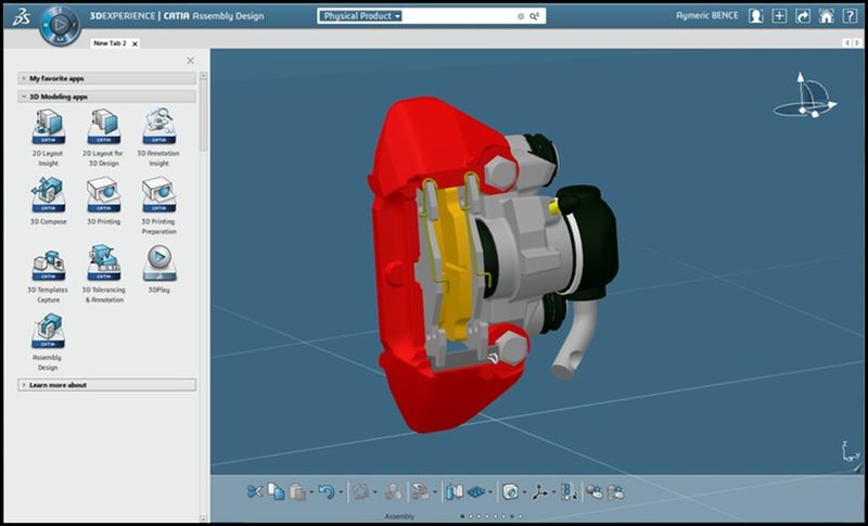 Das V6-Release 2014 der 3D-Experience-Plattform kommt mit einem neuartigen Navigationsinterface auf den Markt – im Bild eine Ansicht aus der Anwendung Catia. (Bild: Dassault Systèmes)