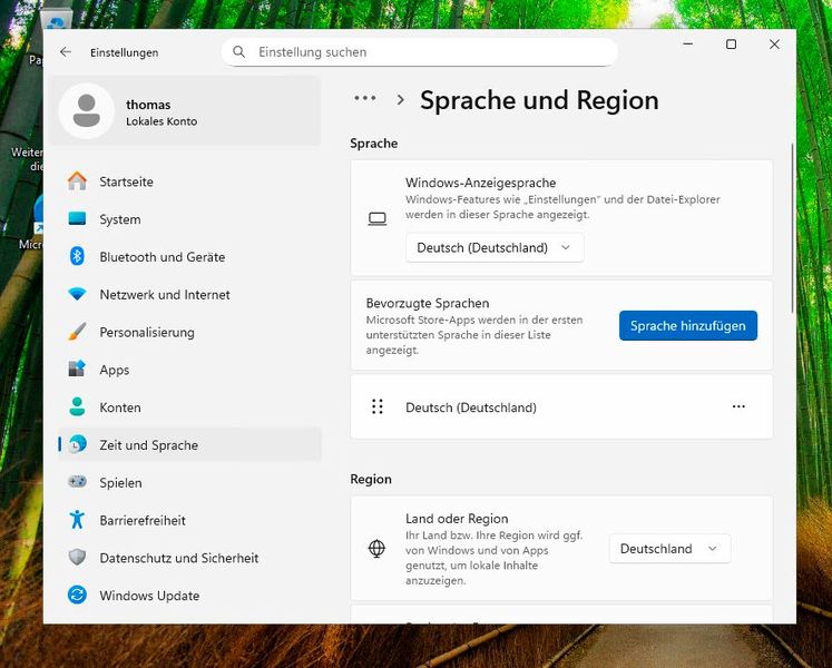 Vor der Migration zu Windows 10 IoT Enterprise LTSC muss die Sprache des Quellsystems auf Englisch umgestellt werden. (Bild: Joos)