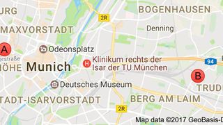 Equinix ist globaler Anbieter von Interconnection - und Rechenzentrums-Dienstleistungen deutschen Niederlassungen in München, Düsseldorf und Frankfurt a.M.
 (Map data ©2017 GeoBasis-DE/BKG (©2009), Google)