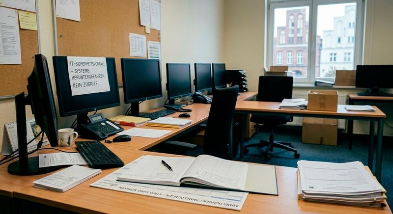 So oder so ähnlich könnte es in Stralsunder Sekretariaten in den kommenden Tagen aussehen.(Bild:  Gemini / KI-generiert)