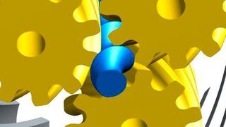 Auf dem Bild ist die Geometrie einer Planetenstufe mit i=24:1 zu sehen: Zähnezahl der Planeten(gelb)=11, Zähnezahl der Sonne(blau)=1, Zähnezahl Hohlrad(grau) (Maul Konstruktionen)