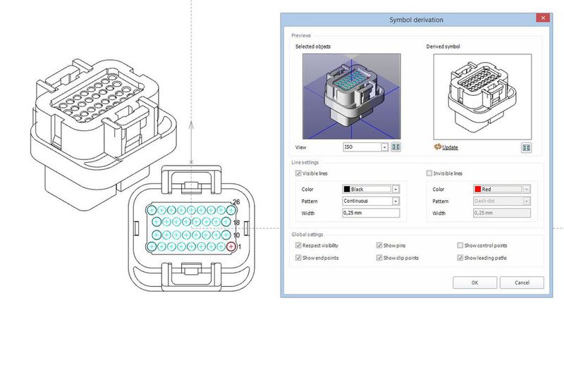 Ein Assistent unterstützt Anwender bei der Ableitung eines 2D-Symbols für die Nagelbrettzeichung vom Original-3D-Modell. (Bild: Eplan)
