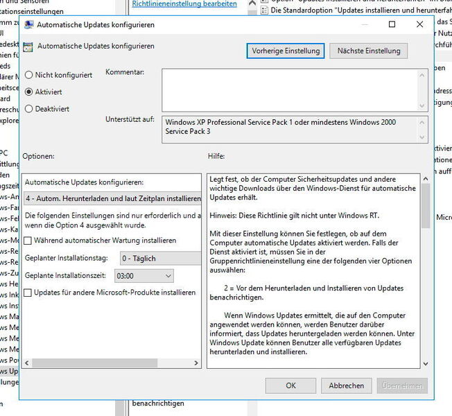 Die Einstellung „Automatische Updates konfigurieren“ legt fest wie Windows 10-Updates installieren soll. Die Installation entspricht im Grunde genommen den Einstellungen von Windows 7/8/8.1. (Joos / Microsoft)