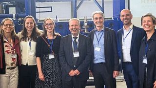 V.l.n.r.: Sofija Kovacic, Valerie Bahr, Eva Kopf, Maëva Pratlong, Carlo Burkhardt, Jonathan Loeffler, Nelson Brito, Charlotte Schlicke (Bild: Steinbeis Europa Zentrum)