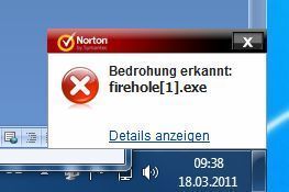 ...  Firehole allerdings Stufe die Norton Suite als Bedrohung ein. (Archiv: Vogel Business Media)