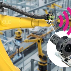 TR.p-Sensor von Igus: Er misst die Zugkräfte an der Energiekette direkt am Roboterkopf und meldet kritische Werte frühzeitig an die Steuerung.(Bild: ©  Gorodenkoff - stock.adobe.com)