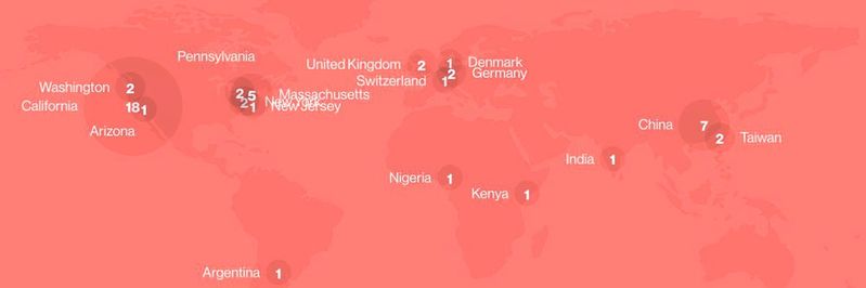 Die Redaktion des MIT Technology Review der US-Universität Massachusetts Institute of Technology wählt jedes Jahr die 50 intelligentesten Firmen. Kaum verwunderlich sind die meisten Unternehmen in den USA zuhause.(Bild:  MIT Technology Review)